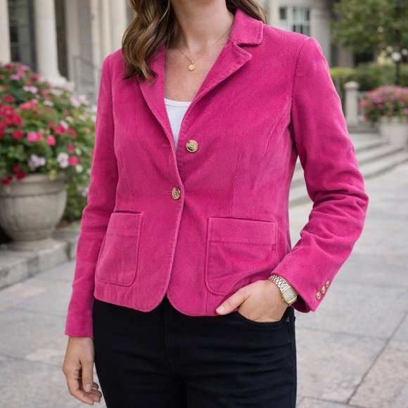 Doncaster Signature Jackets & Blazers - Doncaster Pink Corduroy Blazer Jacket Women's‎ Tailored Career Coat